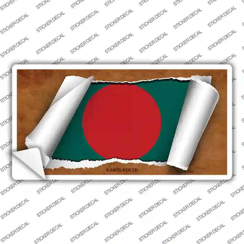 LP-9133s-S Bangladesh Flag Scroll Novelty Sticker Decal - Small