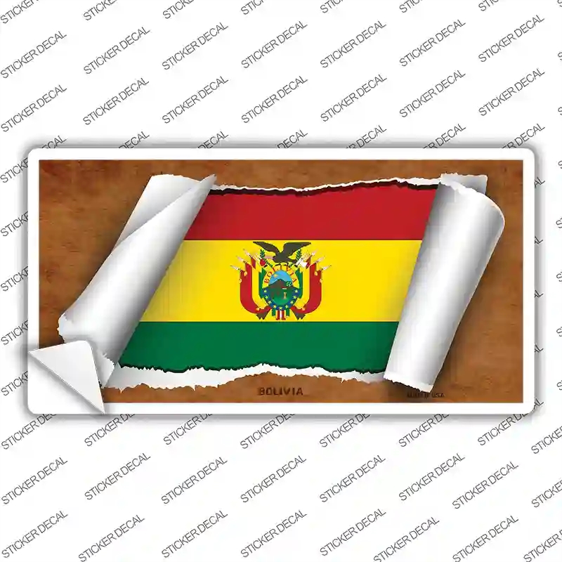 LP-9139s-S Bolivia Flag Scroll Novelty Sticker Decal - Small