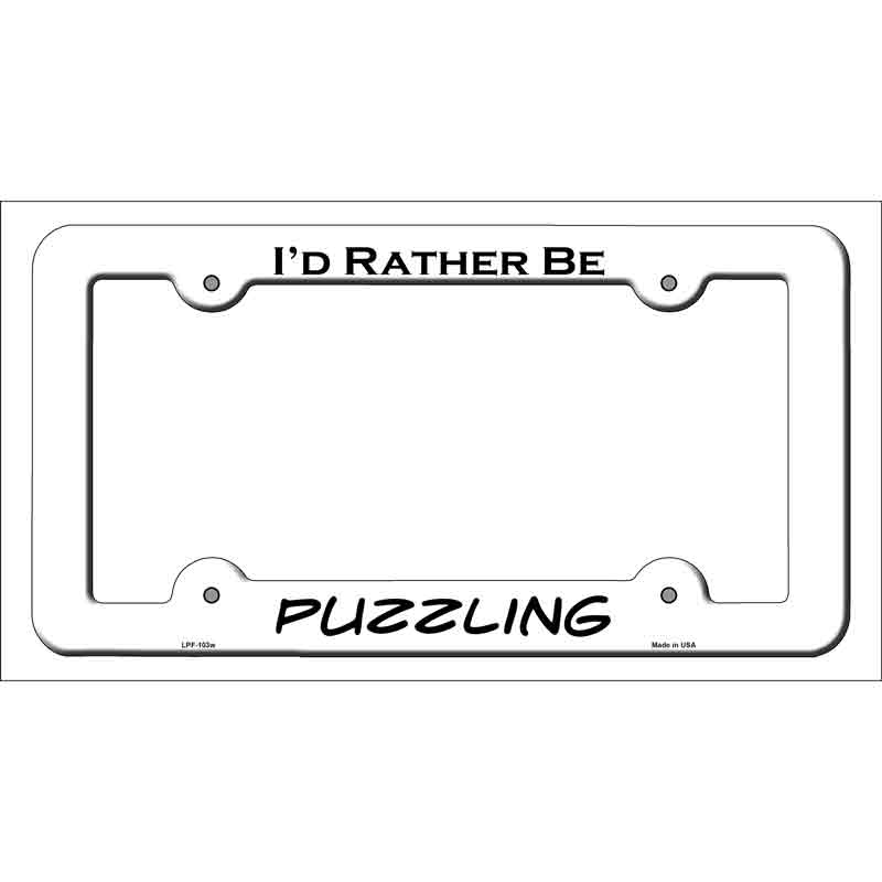 LPF-103w 12 x 6 in. Puzzling Novelty Metal License Plate Frame - White