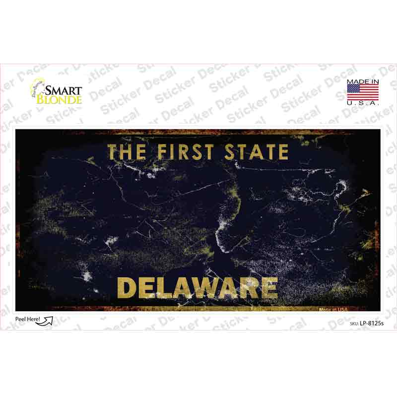 LP-8125s-M Delaware State Rusty Novelty Sticker Decal - Medium