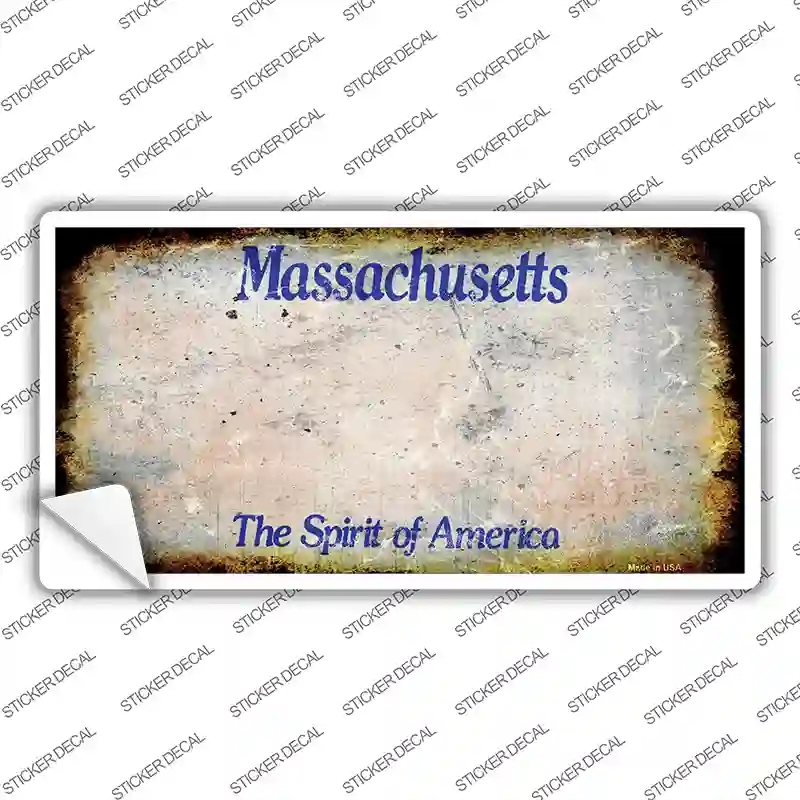 LP-8138s-L Massachusetts State Rusty Novelty Sticker Decal - Large