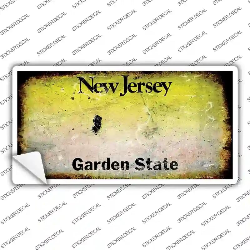 LP-8147s-XL   Jersey State Rusty Novelty Sticker Decal - Extra Large