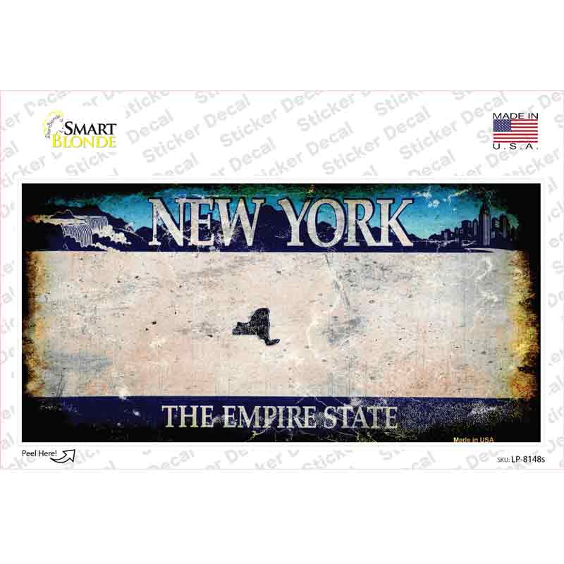 LP-8148s-M   York State Rusty Novelty Sticker Decal - Medium