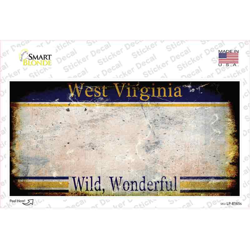 LP-8165s-M West Virginia State Rusty Novelty Sticker Decal - Medium