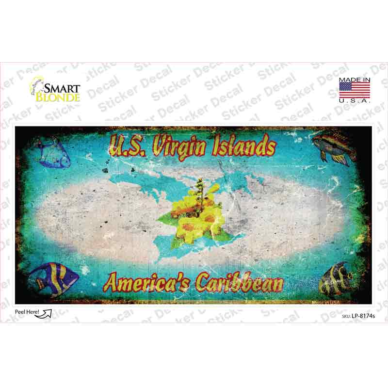 LP-8174s-M Virgin Island Rusty Novelty Sticker Decal - Medium