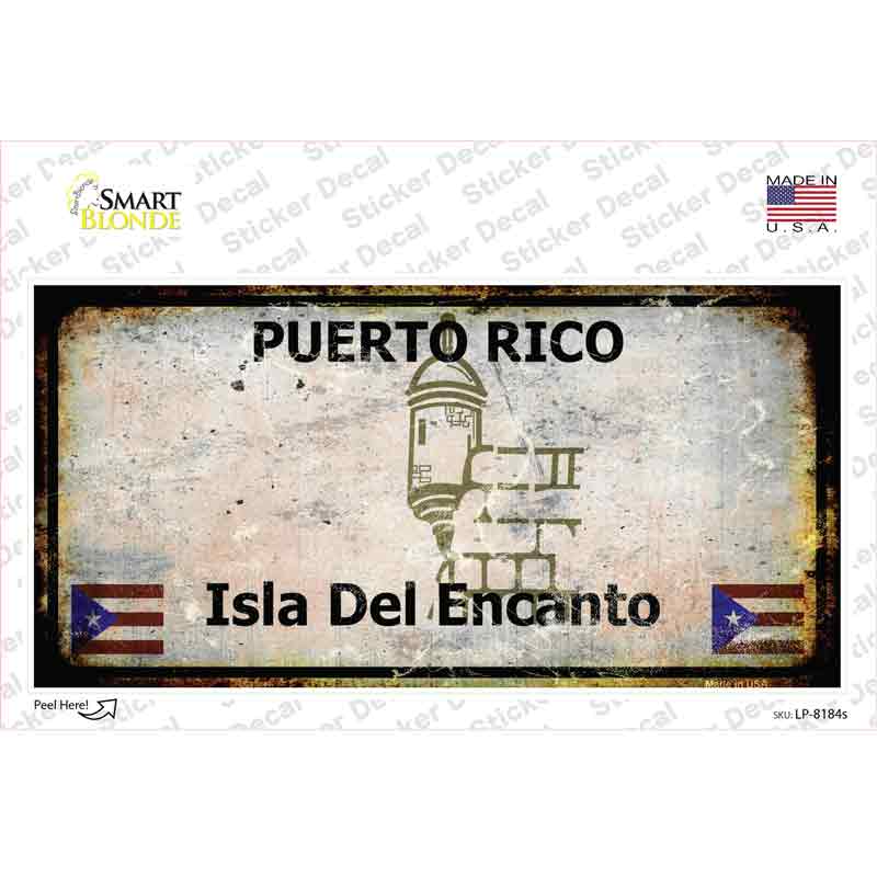 LP-8184s-M Puerto Rico Rusty Novelty Sticker Decal - Medium