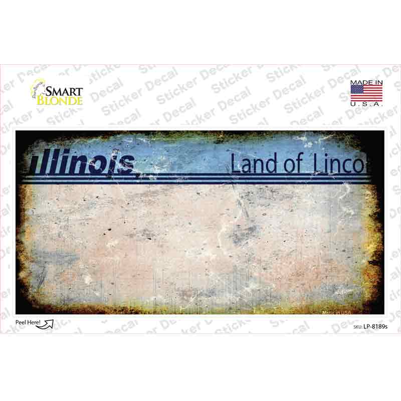 LP-8189s-M Illinois State Rusty Background Novelty Sticker Decal - Medium