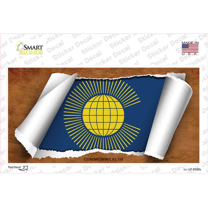 LP-9160s-M Commonwealth Flag Scroll Novelty Sticker Decal - Medium