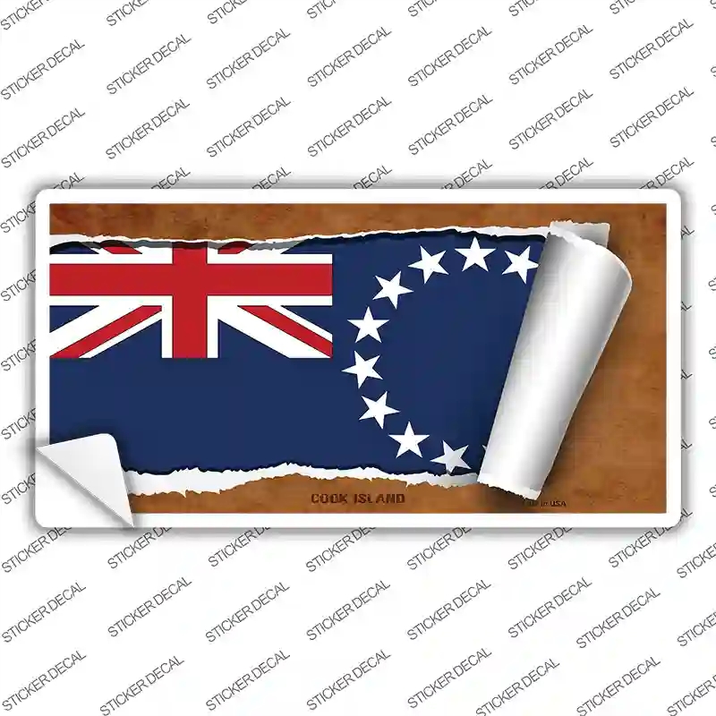 LP-9163s-S Cook Island Flag Scroll Novelty Sticker Decal - Small