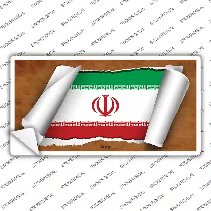 LP-9197s-S Iran Flag Scroll Novelty Sticker Decal - Small