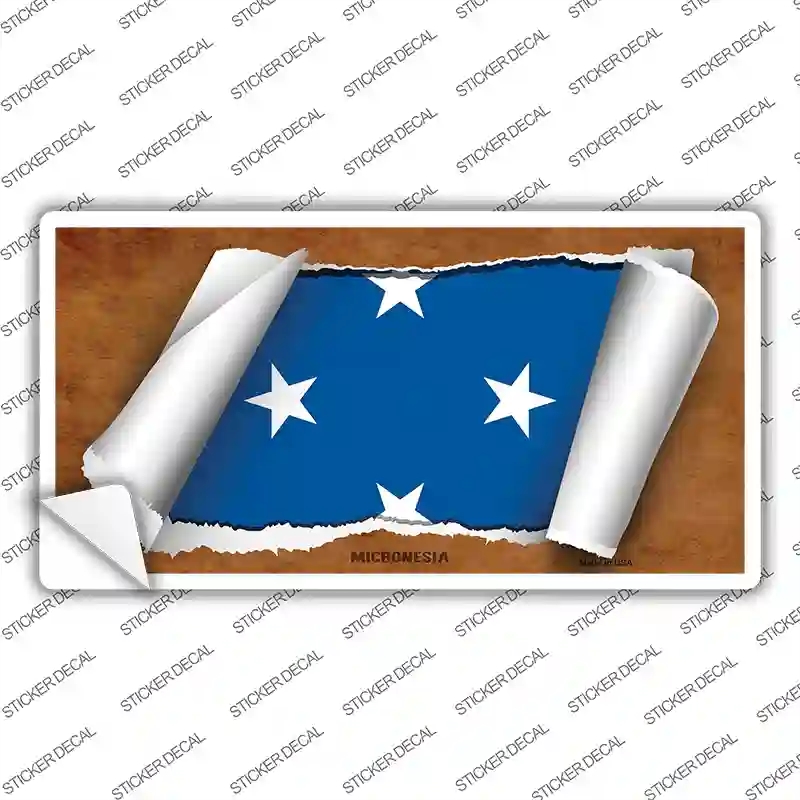 LP-9212s-L Micronesia Flag Scroll Novelty Sticker Decal - Large