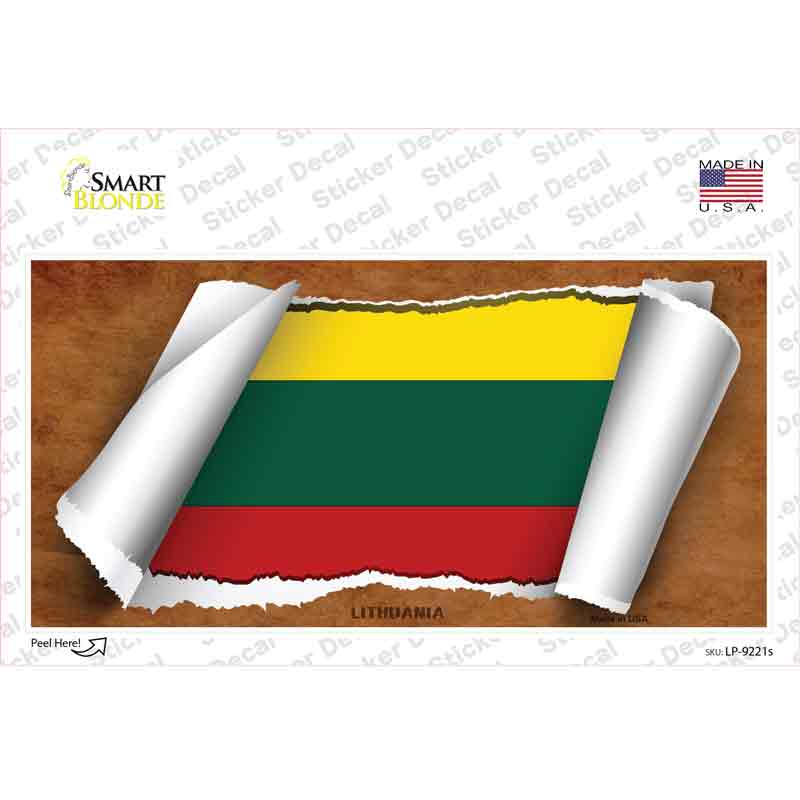 LP-9221s-M Lithuania Flag Scroll Novelty Sticker Decal - Medium