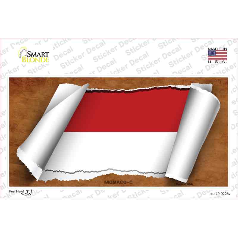 LP-9226s-M Monaco Flag Scrolls Novelty Sticker Decal - Medium
