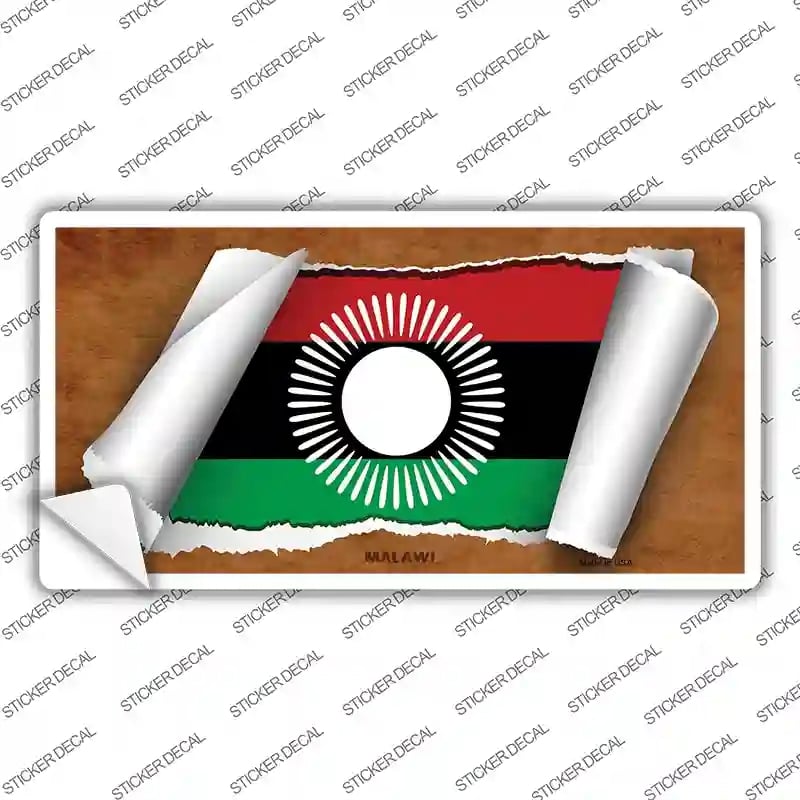 LP-9229s-L Malawi Flag Scroll Novelty Sticker Decal - Large