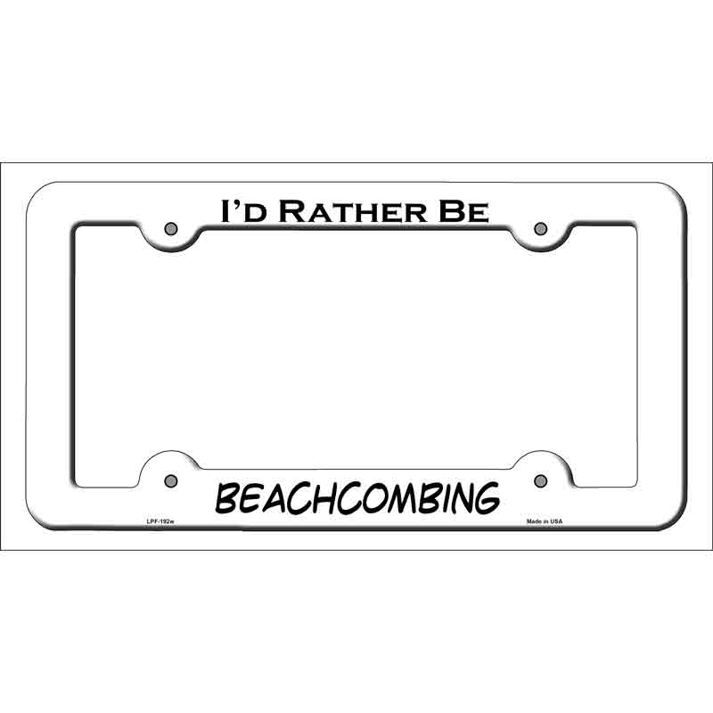 LPF-192w 12 x 6 in. Beach Combing Novelty Metal License Plate Frame - White