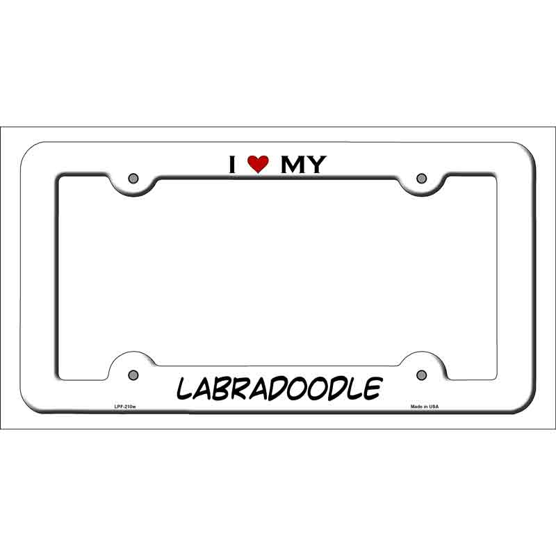LPF-210w 12 x 6 in. Labradoodle Novelty Metal License Plate Frame - White