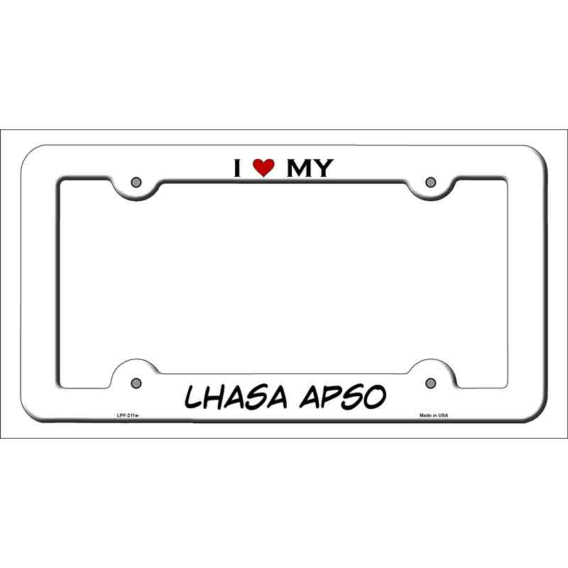 LPF-211w 12 x 6 in. Lhasa Apso Novelty Metal License Plate Frame - White