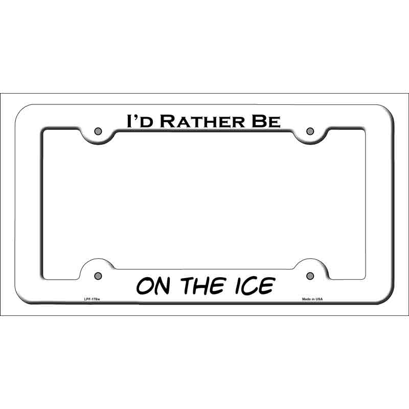 LPF-178w 12 x 6 in. On the Ice Novelty Metal License Plate Frame - White