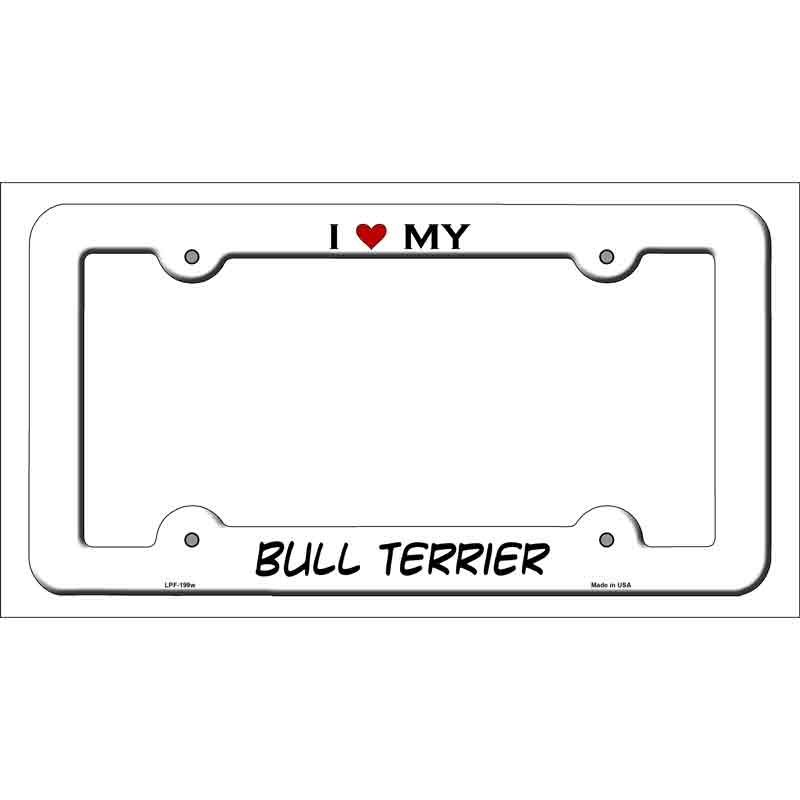 LPF-199w 12 x 6 in. Bull Terrier Novelty Metal License Plate Frame - White