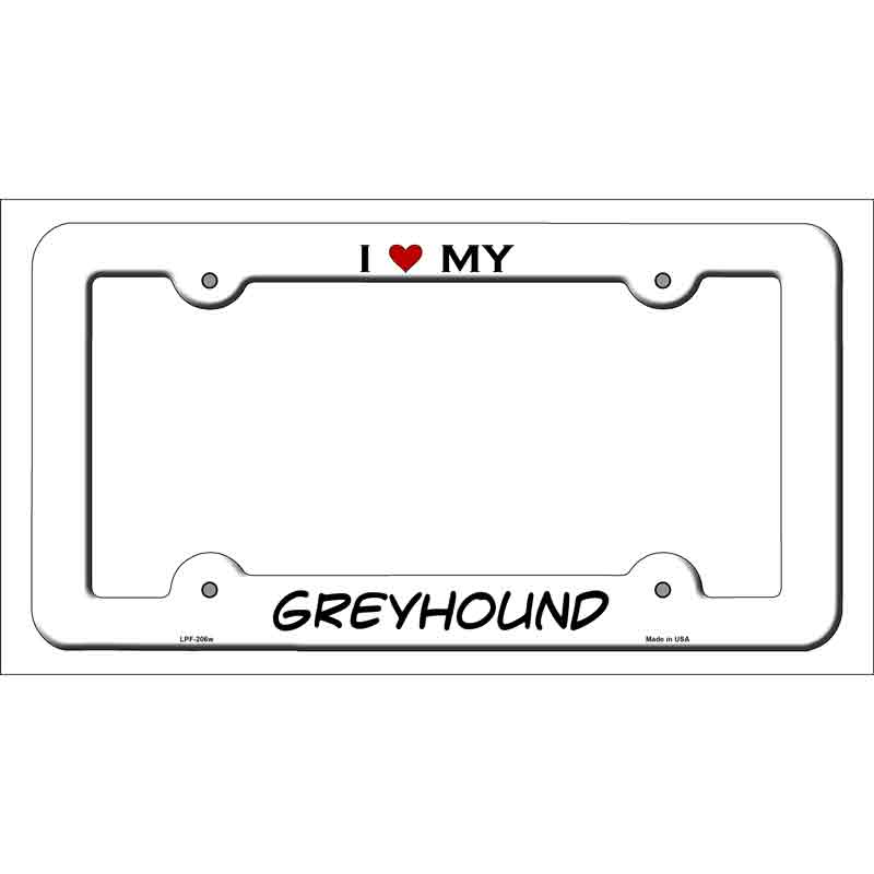 LPF-206w 12 x 6 in. Greyhound Novelty Metal License Plate Frame - White
