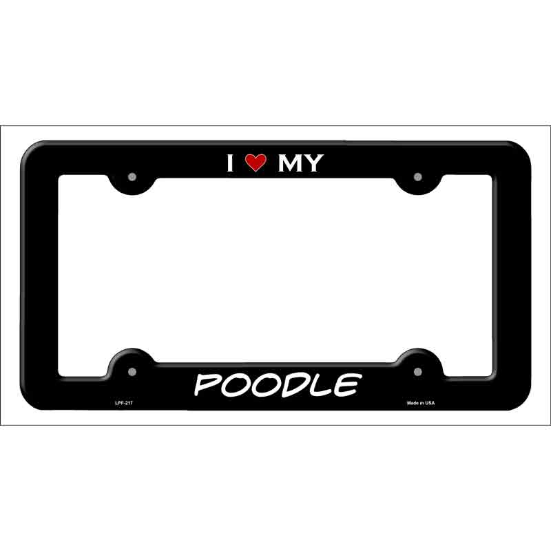 LPF-217b 12 x 6 in. Poodle Novelty Metal License Plate Frame - Black