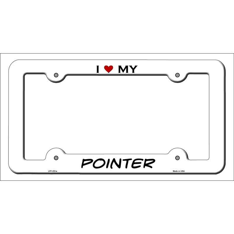 LPF-251w 12 x 6 in. Pointer Novelty Metal License Plate Frame - White