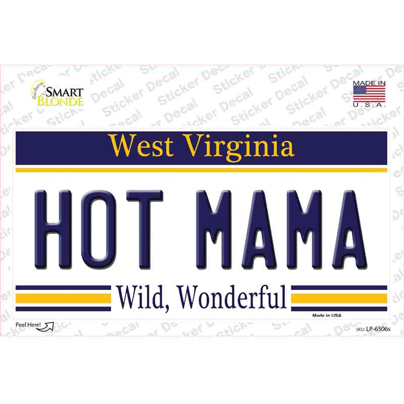 LP-6506s-M Hot Mama West Virginia Novelty Sticker Decal - Medium