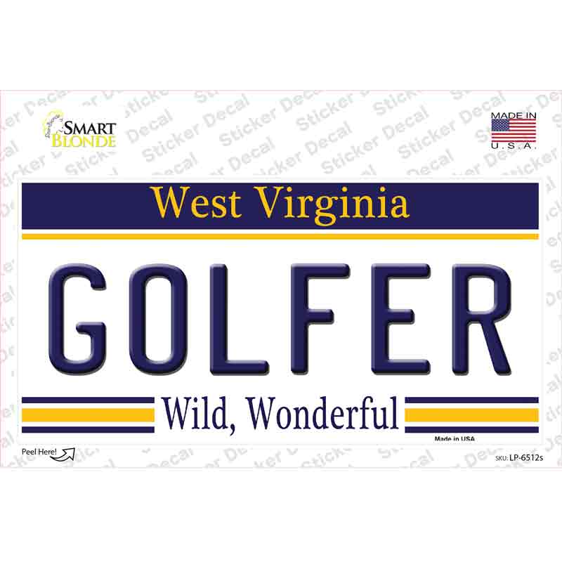LP-6512s-M Golfer West Virginia Novelty Sticker Decal - Medium