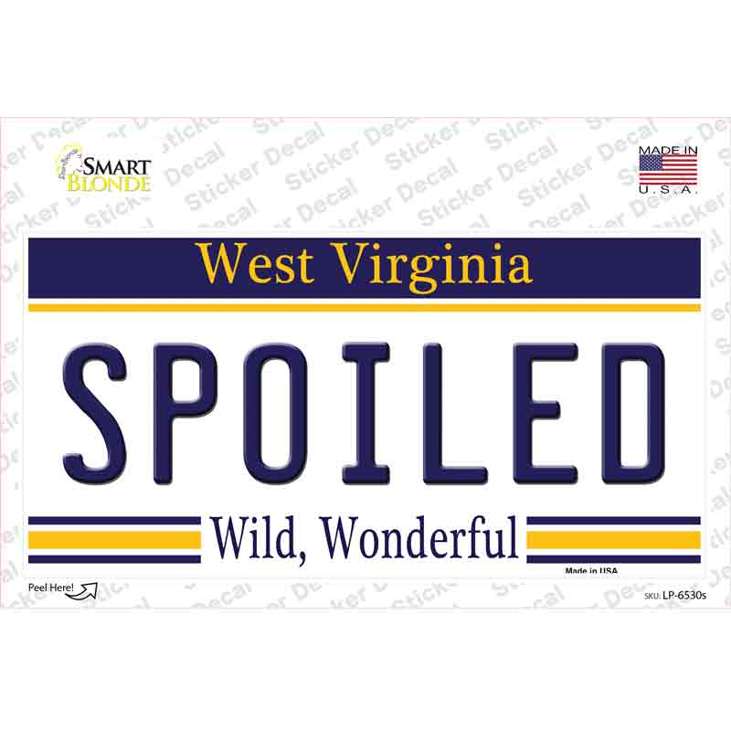 LP-6530s-M Spoiled West Virginia Novelty Sticker Decal - Medium