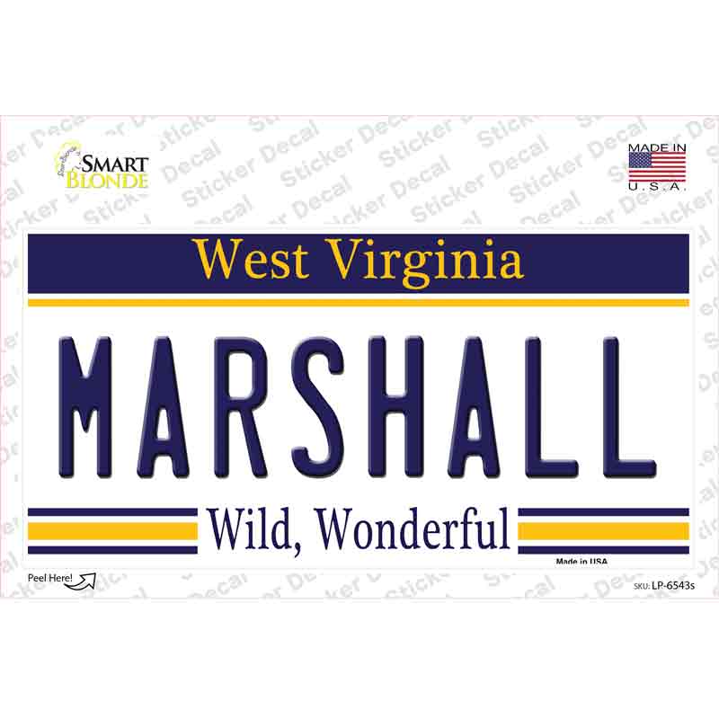 LP-6543s-M Marshall West Virginia Novelty Sticker Decal - Medium