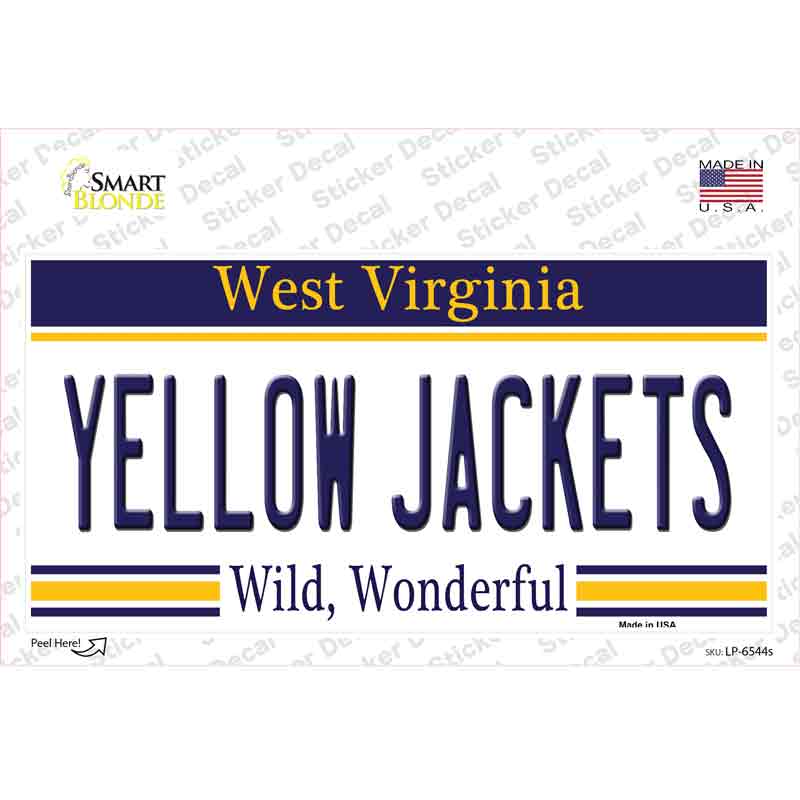 LP-6544s-M Yellow Jackets West Virginia Novelty Sticker Decal - Medium