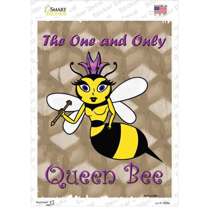P-1009s-M Queen Bee Novelty Rectangle Sticker Decal - Medium