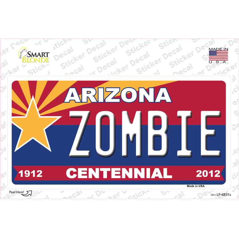 LP-6831s-M Arizona Centennial Zombie Novelty Sticker Decal - Medium