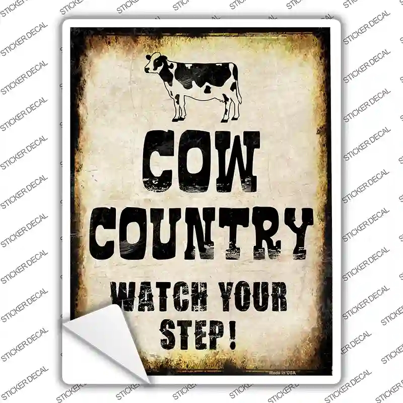 P-1380s-S Cow Country Novelty Rectangle Sticker Decal - Small