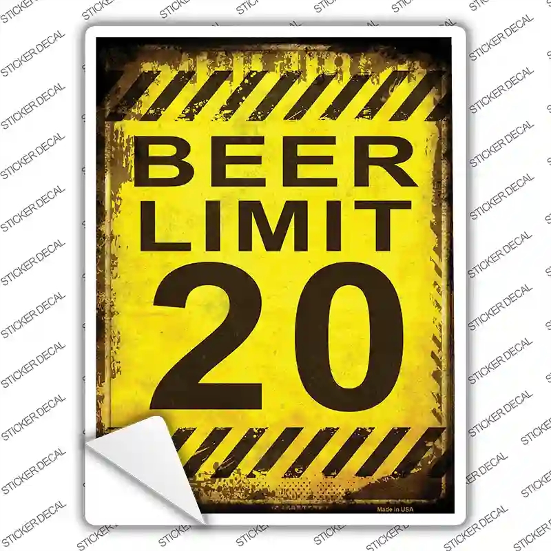P-1381s-XL Beer Limit Novelty Rectangle Sticker Decal - Extra Large
