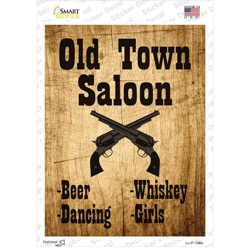 P-1396s-M Old Town Saloon Novelty Rectangle Sticker Decal - Medium