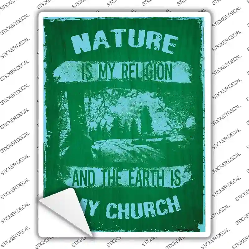 P-1421s-S Nature is My Church Novelty Rectangle Sticker Decal - Small