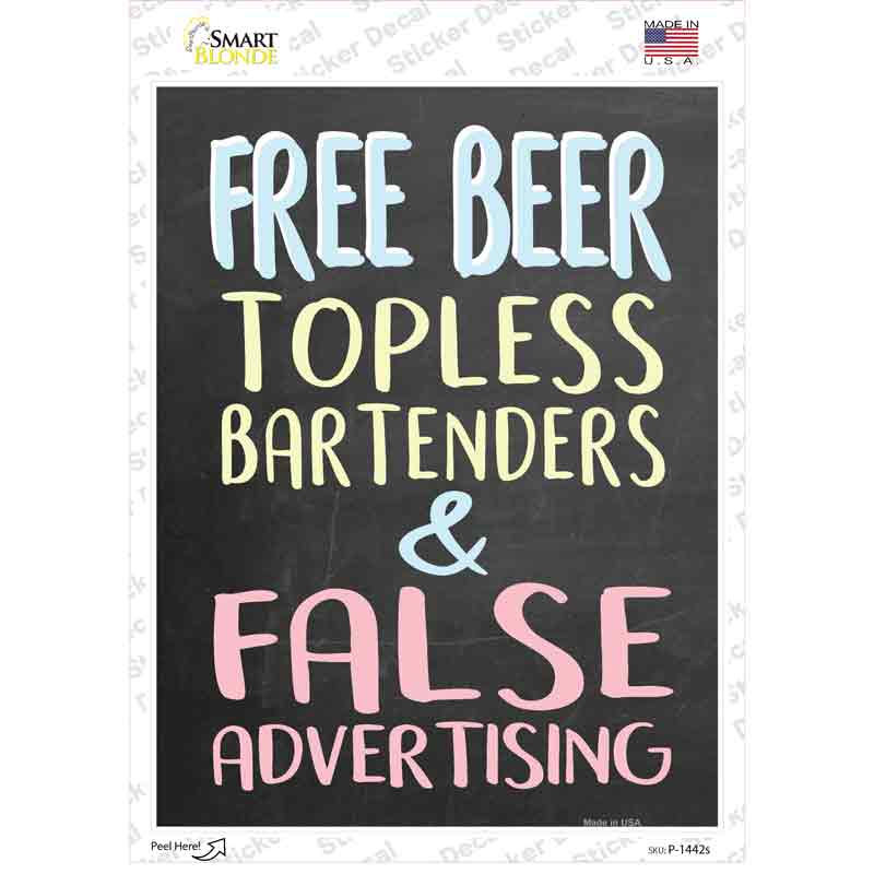 P-1442s-M Free Beer Novelty Rectangle Sticker Decal - Medium