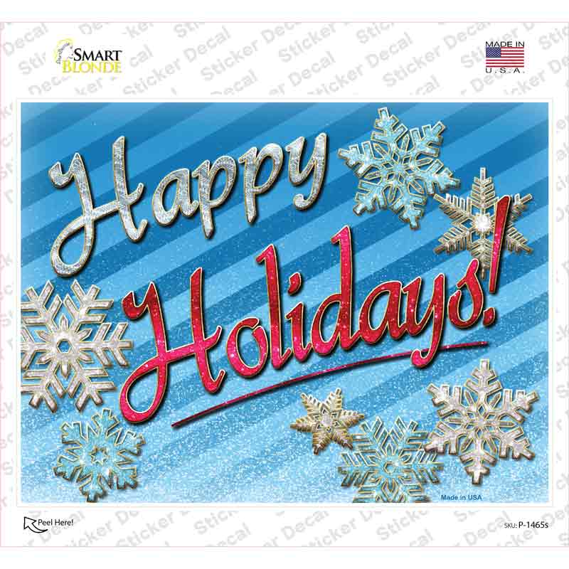 P-1465s-M Happy Holidays Novelty Rectangle Sticker Decal - Medium