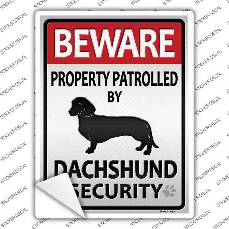 P-1471s-L Dachshund Security Novelty Rectangle Sticker Decal - Large