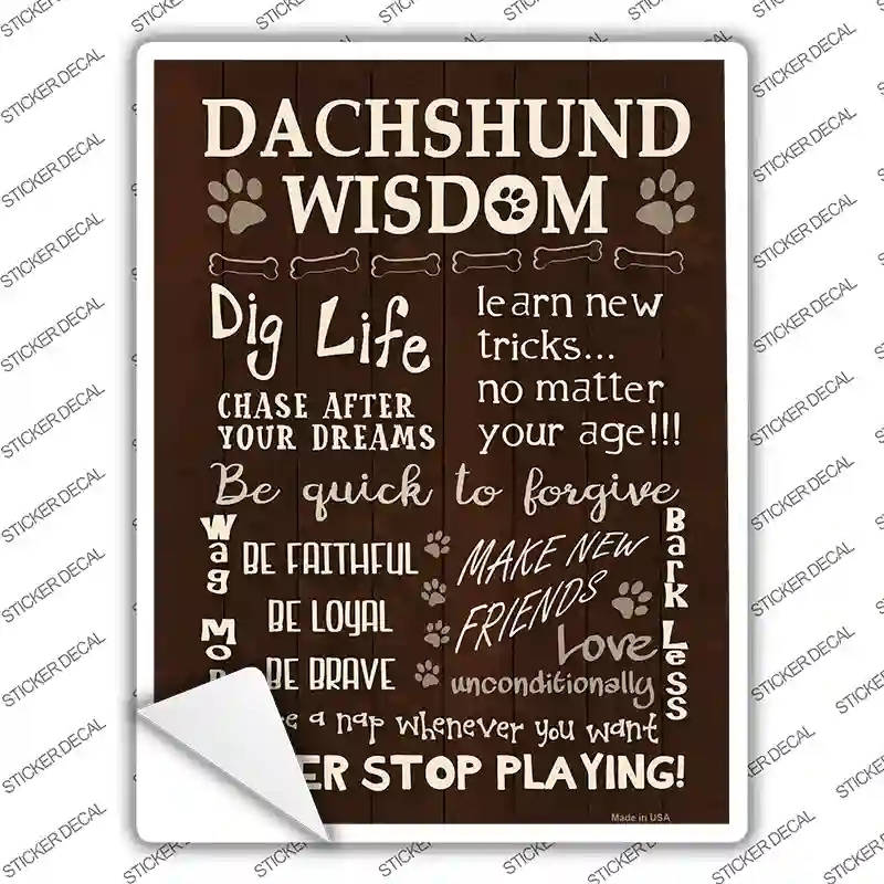 P-1476s-S Dachshund Wisdom Novelty Rectangle Sticker Decal - Small