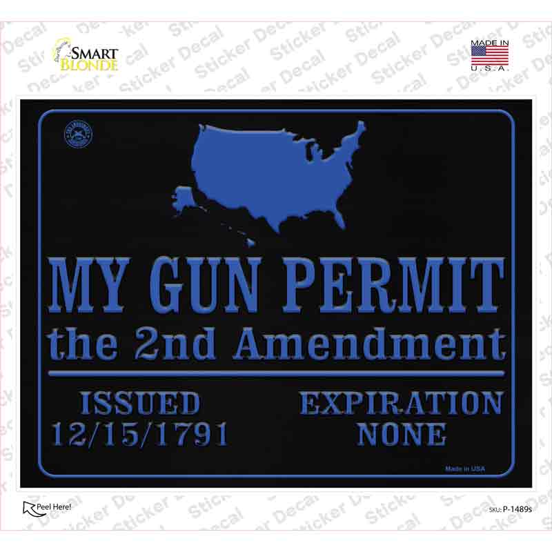 P-1489s-M My Gun Permit Novelty Rectangle Sticker Decal - Medium