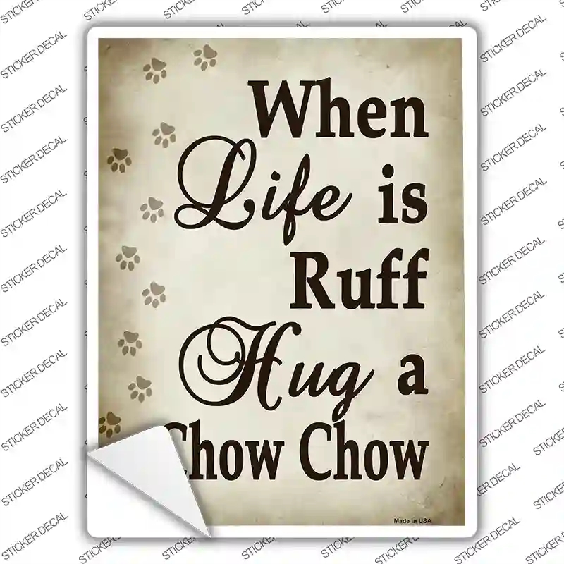 P-1609s-L Hug A Chow Chow Novelty Rectangle Sticker Decal - Large