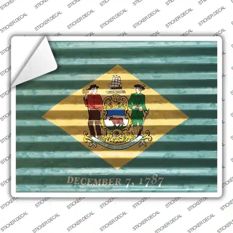 P-2322s-S Delaware Flag Novelty Rectangle Sticker Decal - Small
