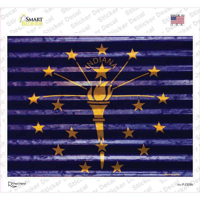 P-2328s-M Indiana Flag Novelty Rectangle Sticker Decal - Medium