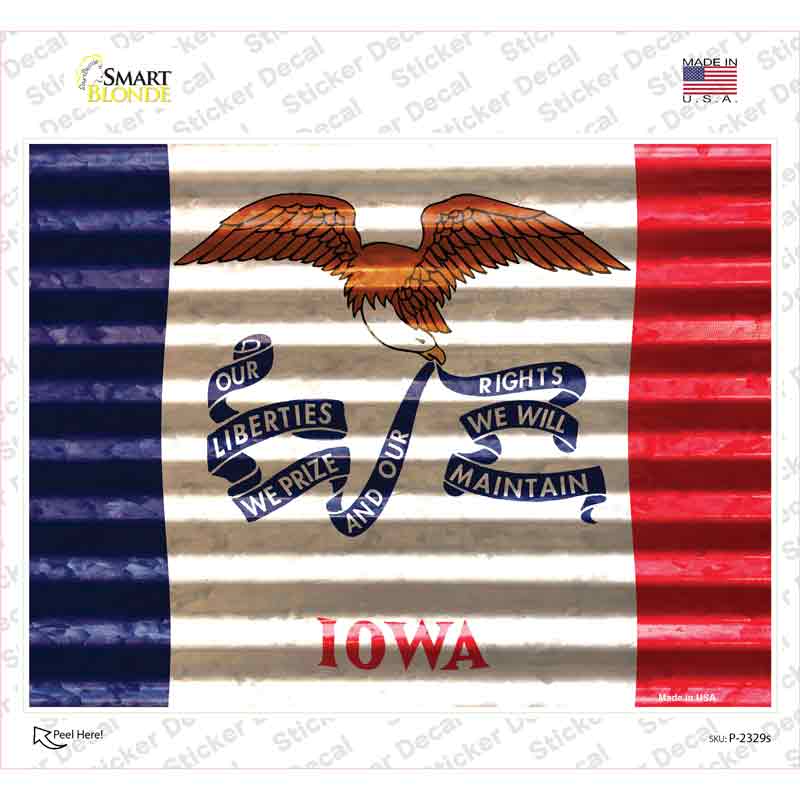 P-2329s-M Iowa Flag Novelty Rectangle Sticker Decal - Medium