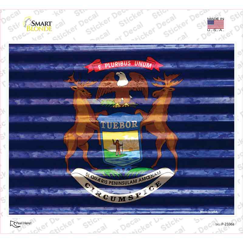 P-2336s-M Michigan Flag Novelty Rectangle Sticker Decal - Medium