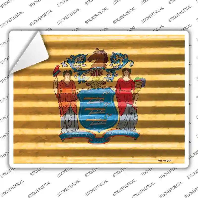 P-2344s-S   Jersey Flag Novelty Rectangle Sticker Decal - Small
