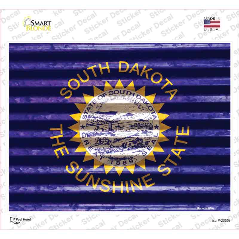P-2355s-M South Dakota Flag Novelty Rectangle Sticker Decal - Medium