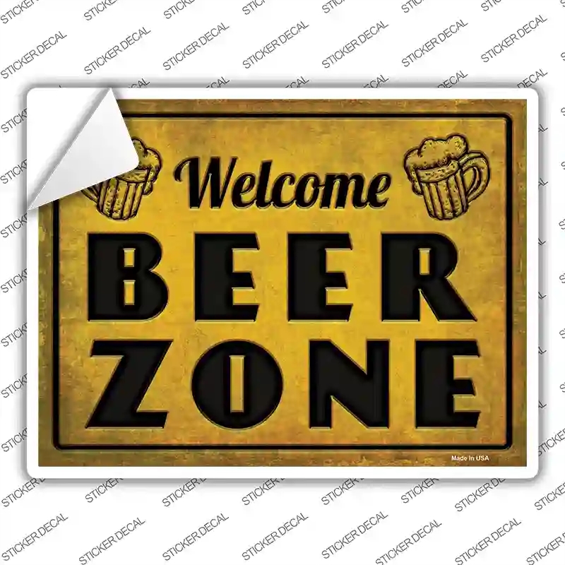 P-2391s-L Welcome Beer Zone Novelty Rectangle Sticker Decal - Large
